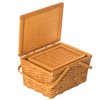 Vintiquewise Woodchip Picnic Storage Basket with Cover and Movable Handles, PK 2 QI004013.2